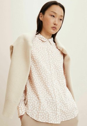 Button-down blouse - beige geometric design