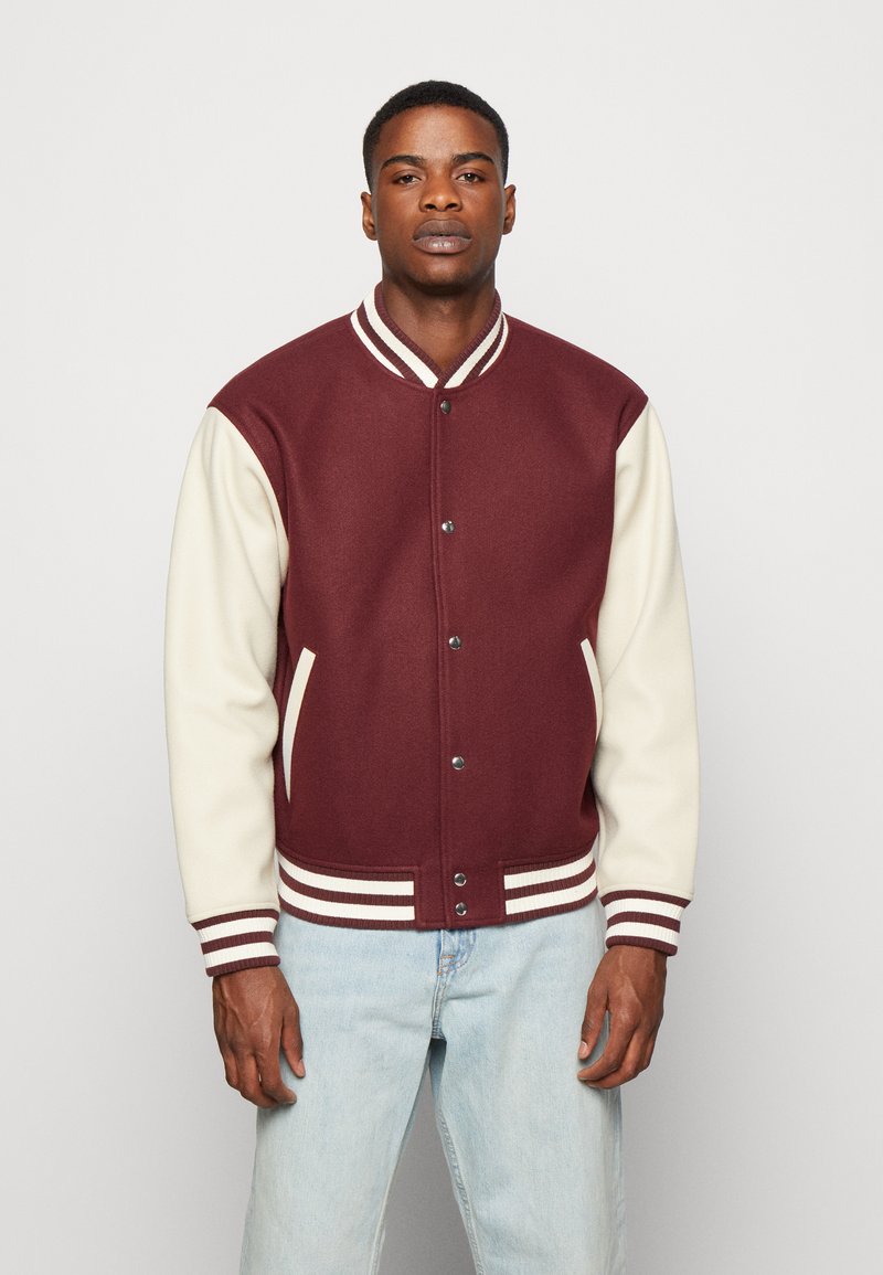 Abercrombie & Fitch VARSITY Bomber Jacket burg wool/red Zalando.co.uk