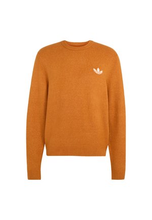 Jersey naranja de manga larga con cuello redondo, puños y dobladillo acanalados, con un pequeño logo blanco de Adidas en el pecho izquierdo.