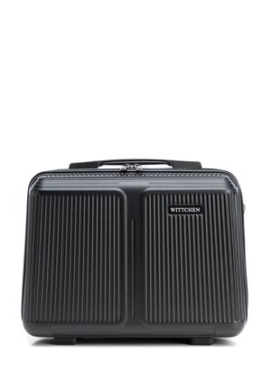 Valise rigide compacte noire avec des rainures verticales texturées, poignée supérieure, double fermeture éclair et logo "WITTCHEN" à l'avant.