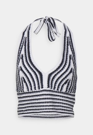 Hollister Co. SUM BARE HALTER - Topper - navy/white