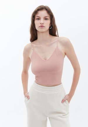 V-NECK SEAMLESS CROP - Top - misty rose