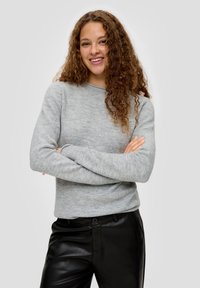 QS MIT ROLLSAUMBLENDE - Strickpullover - grau meliert