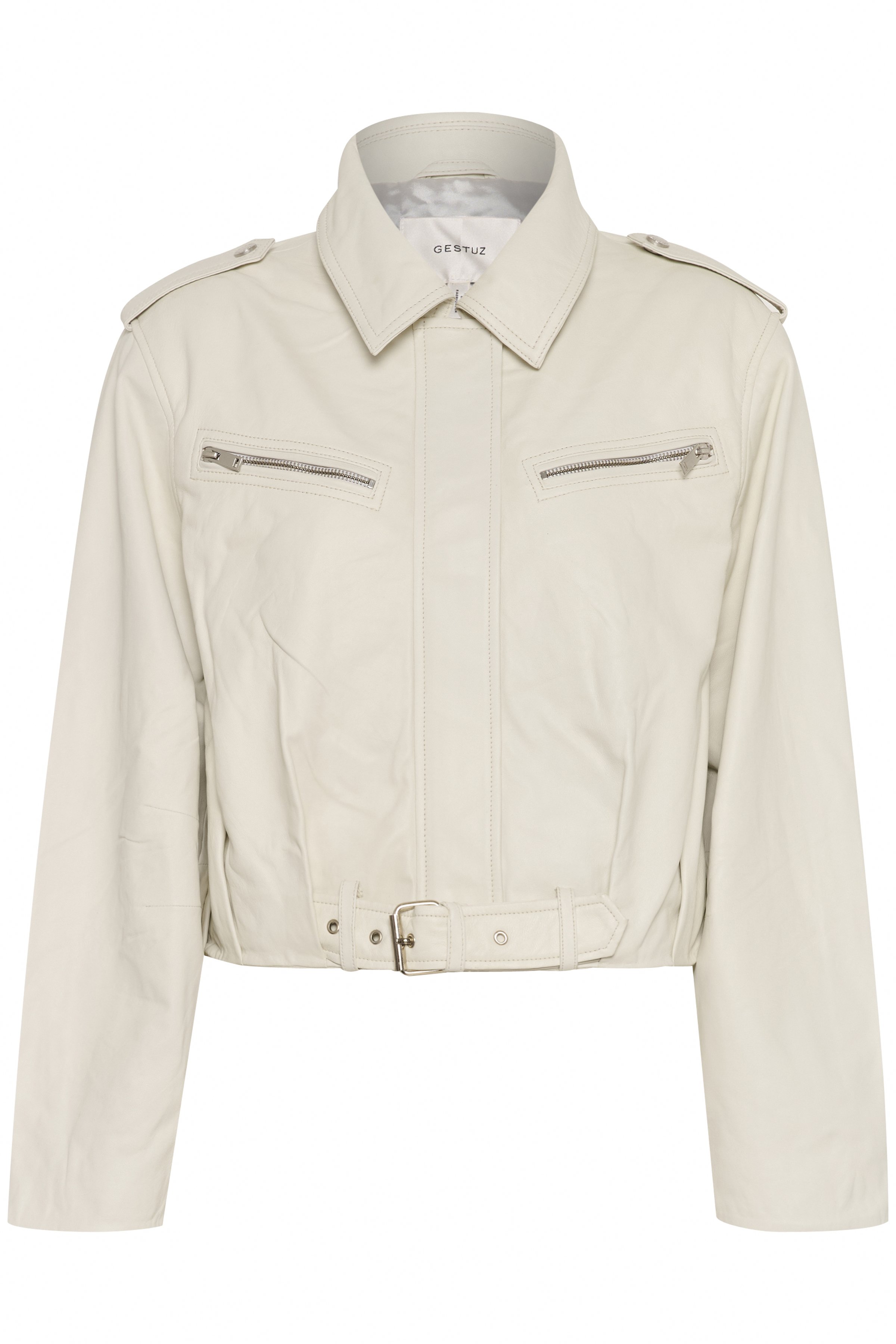 Gestuz KATRI JACKET - Leather jacket - white - Zalando.co.uk