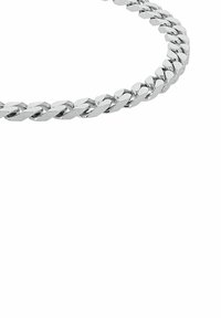 Pulsera de cadena de plata con eslabones entrelazados y un acabado pulido, que presenta un diseño plano y retorcido para añadir textura.