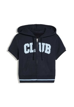 Bershka, SHORT-SLEEVED HOODED ZIP-UP SWEATSHIRT - Sweat zippé - royal blue