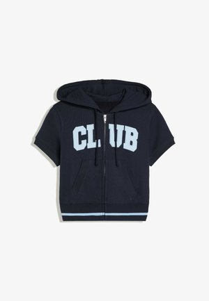 Bershka, SHORT-SLEEVED HOODED ZIP-UP SWEATSHIRT - Sweat zippé - royal blue