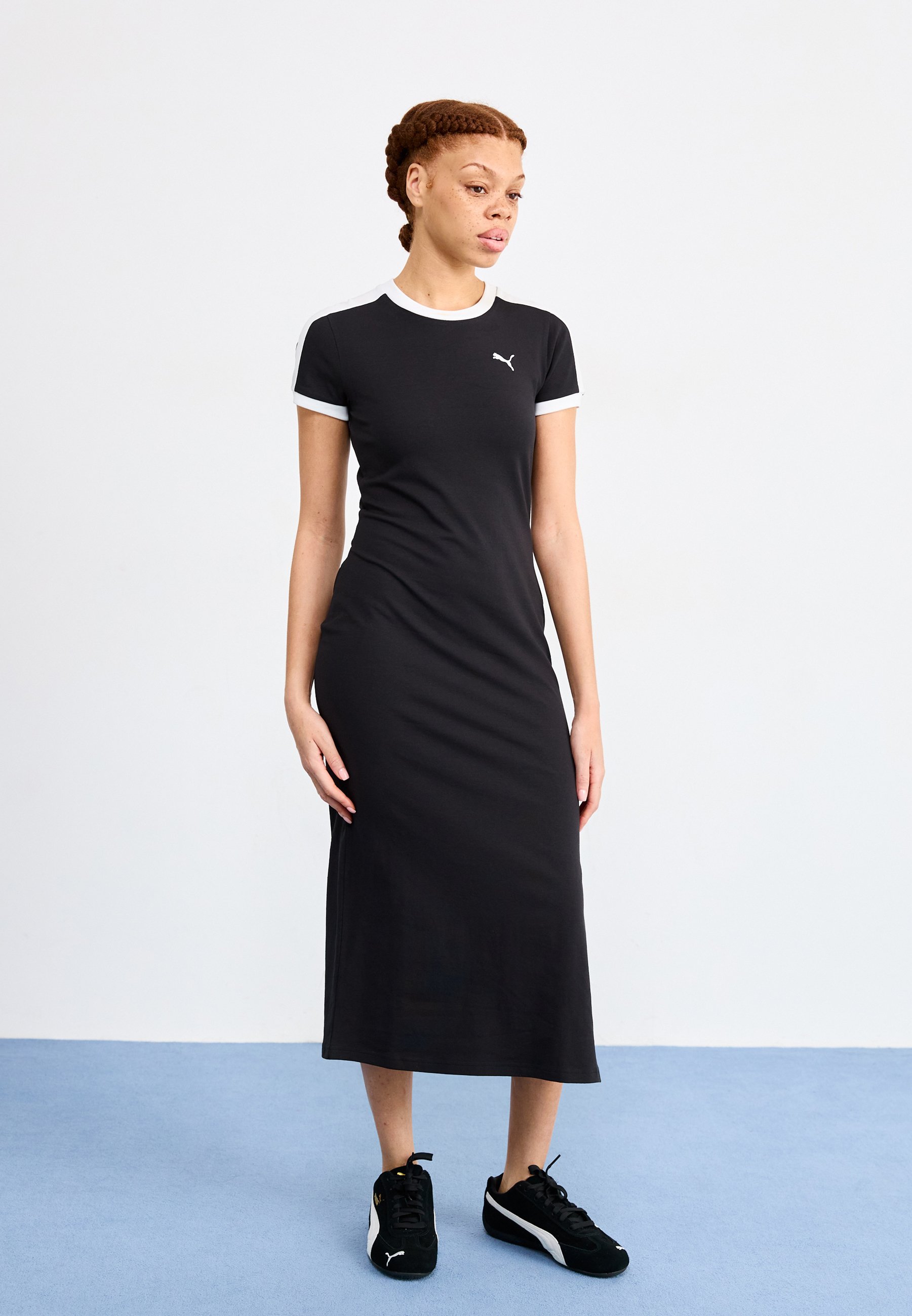 knee length dresses for ladies Puma X Ferrari Women's Style Midi Dress Puma Black main image 0