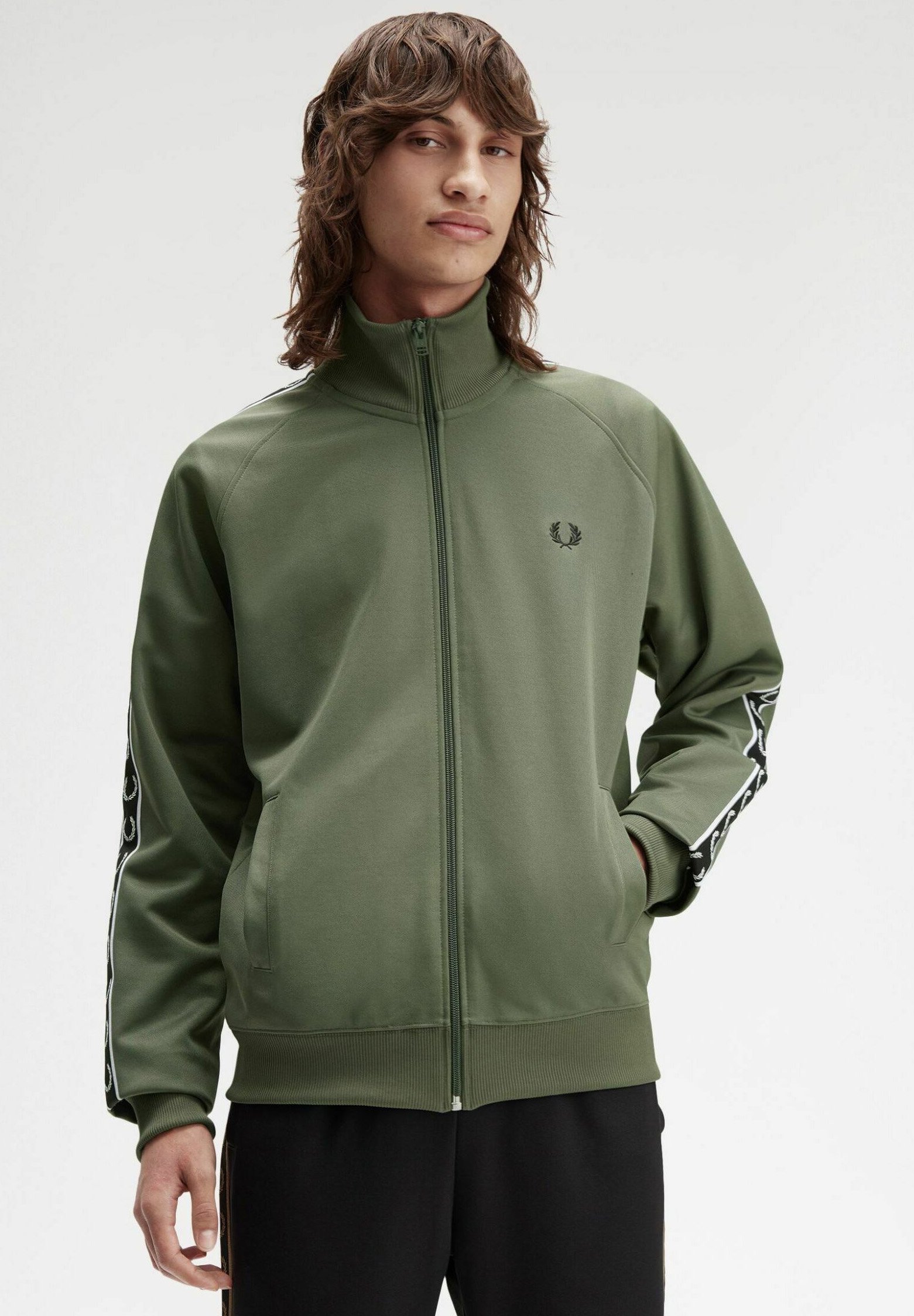 Fred Perry Zip-up sweatshirt - verde laurel wreath/green - Zalando