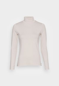 Valkea beige poolokaulus pitkähihainen paita. Valmistettu pehmeästä kankaasta, istuva malli, jossa korkea kaulus ja pitkät hihat.