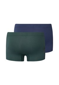 Calzoncillos en verde oscuro y azul marino. Fabricados con una suave mezcla de algodón elástico. Presentan una cinturilla sin costuras y sin costuras visibles.