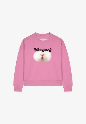 Pink sweatshirt with a rounded neckline and long sleeves, featuring a graphic of a white rabbit's nose and "Schnauze" in bold black text.