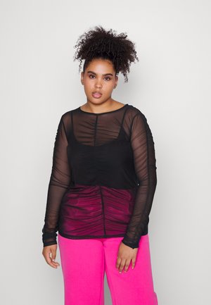 FRONT GATHERING - Long sleeved top - black