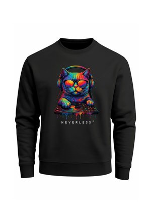 FRONTPRINT DJ CAT MUSIK - Sweatshirt - schwarz