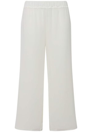 Hvide, løstsiddende bukser med elastisk talje. Glat tekstur, viddeben design, fuld længde og minimalistisk stil.