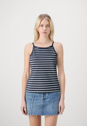 SLFELFRIDA CONTRAST STRIPE - Top - dark sapphire/snow white