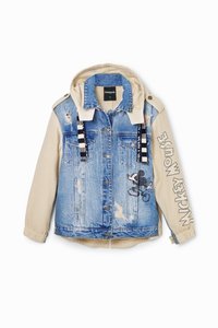 CHAQ MICKEY ART - Teksajakk - blue denim/beige