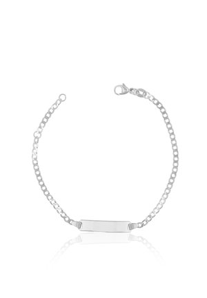 BÉBÉ BRACELET PANZER , 18CM, GRAVURPLATTE 2.4CM - Armband - weißgoldfarben