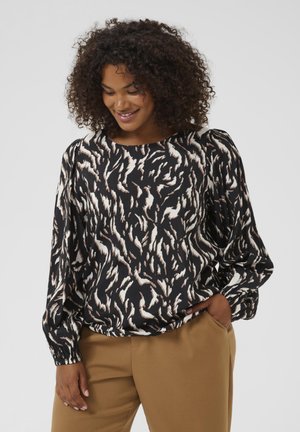 Kaffe Curve MILINA - Blouse - black brown graphic animal