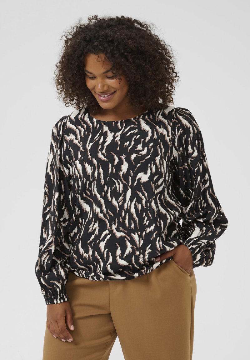 Kaffe Curve MILINA  - Palaidinė - black brown graphic animal
