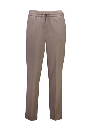 Lichtbruine broeken met een elastische tailleband en een trekkoord, met een recht gesneden ontwerp en een gladde textuur voor comfort.