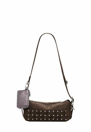 SMALL STUDDED PATCH BAGUETTE - Umhängetasche - brown