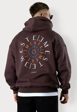 MIXED CIRCLES OVERSIZED - Sweat à capuche - espresso