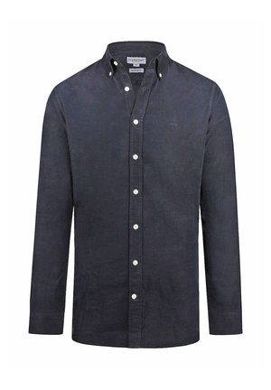 Donkerblauw overhemd met lange mouwen en knopen, button-down kraag en witte knopen, regular fit van het merk McGregor.