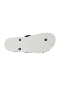 Sola di sandalo in gomma bianca con superficie texture, caratterizzata da quattro punti neri per la presa, contrassegnata con il nome del marchio "Superga."