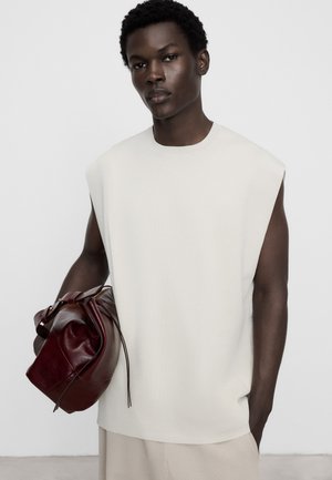 ADOLFO DOMINGUEZ, ADOLFO DOMINGUEZ KNIT VEST WITH PLEAT DETAIL KNIT VEST WITH PLEAT DETAIL - Top - ice