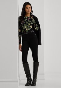 Lauren Ralph Lauren FLORAL STRETCH COTTON LONG SLEEVE TEE - Μπλούζα με μακριά μανίκια - black