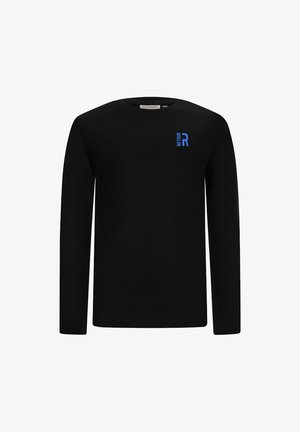 Zwart longsleeve t-shirt van katoen, met een ronde hals en een klein blauw "RET" logo op de borst. Eenvoudig, klassiek ontwerp.
