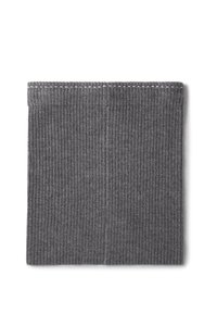 Gray ribbed neck warmer made from soft fabric, featuring a seamless design with a neat edge and a subtle texture.