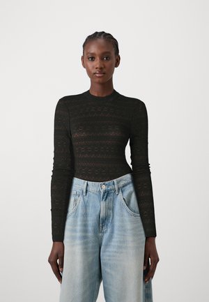 VIASH HIGH NECK - Tops ar garām piedurknēm - black