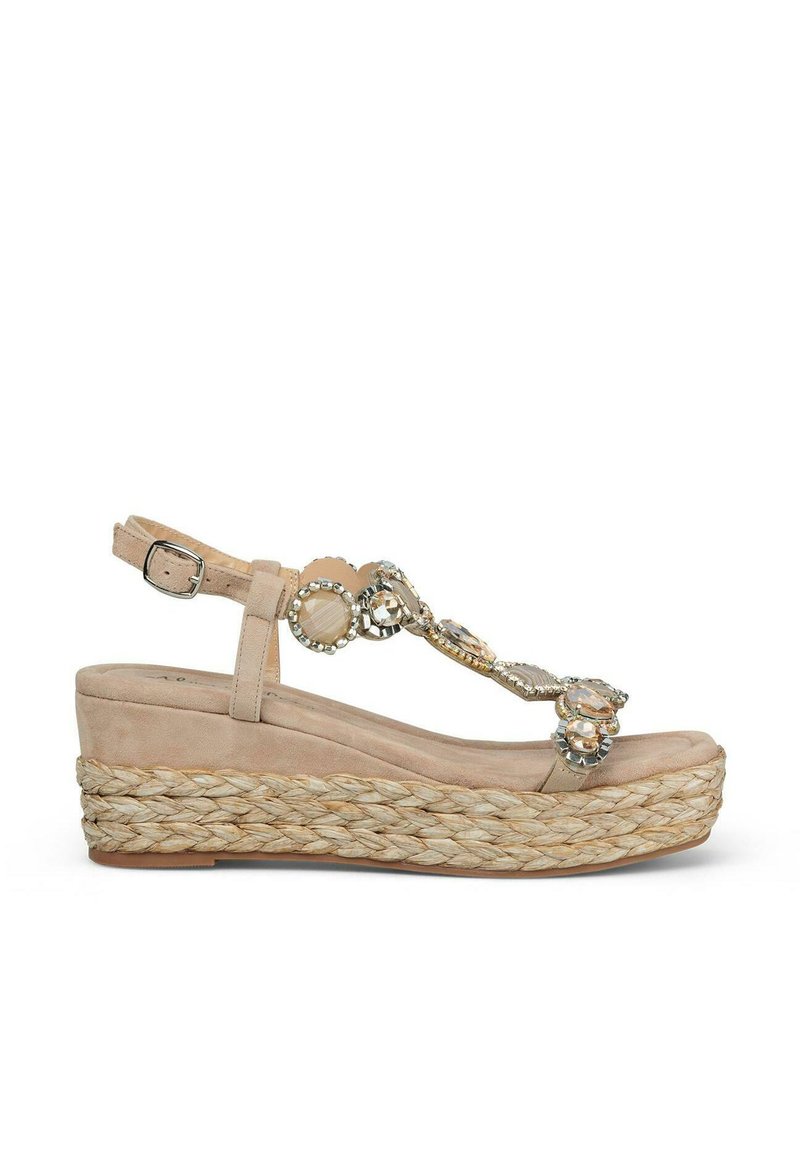 Alma en Pena Sandalen met sleehak zandkleur Alma en Pena Sandalen met sleehak zandkleur