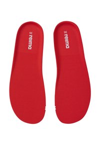 Plantillas rojas hechas de material de espuma, con una textura suave y un diseño recortado en el talón. "Reima" impreso en blanco. Talla 36.