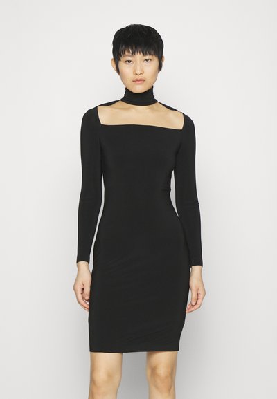 Norma Kamali LONG SLEEVE STRAPLESS TURTLENECK DRESS TO KNEE - Cocktailkjole - black