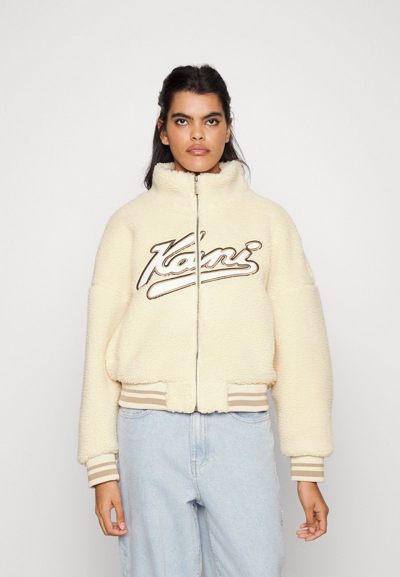 Karl Kani - VARSITY TEDDY JACKET CREAM - Bombertakki - cream, Suurenna