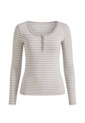 AMERICANDREAMS, CAROLINE STRIPED LS BLOUSE - Long sleeved top - beige   white