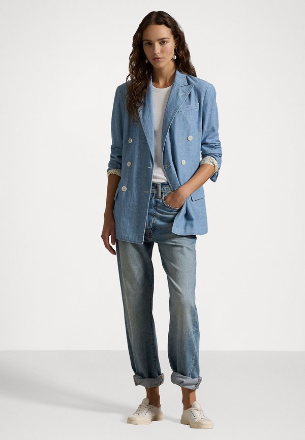 DOUBLE BREASTED CHAMBRAY BLAZER - Denim jacket - chambray4