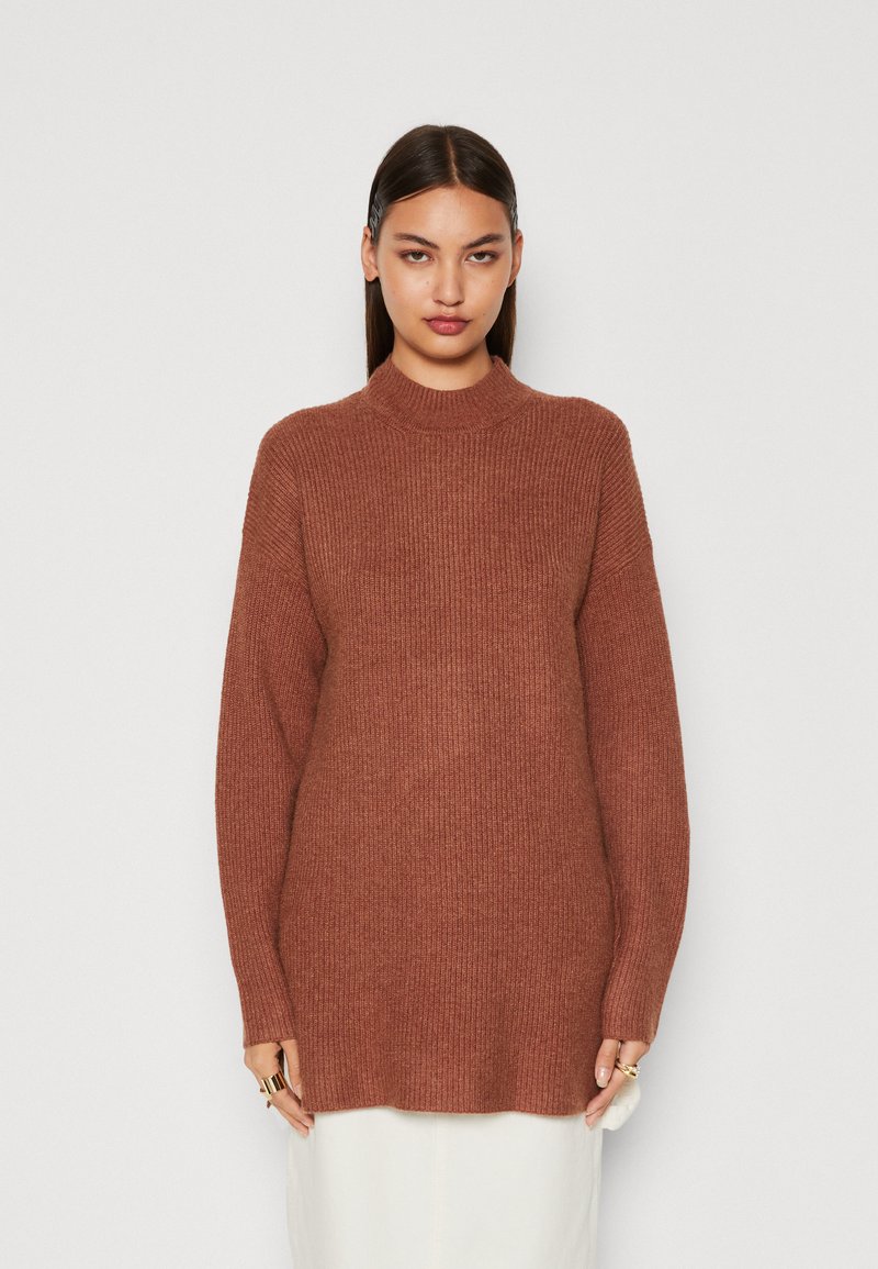 ONLY - ONLKATIA LOOSE HIGHNECK  - Neule - friar brown melange, Suurenna