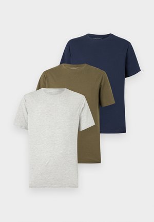 Pier One, 3 PACK - Basic T-shirt - mottled light grey