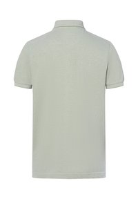 Kurzärmliges Poloshirt in Hellgrün, mit strukturiertem Stoff, einem flachen Kragen und kontrastierenden Besätzen an den Ärmeln und dem Kragen.