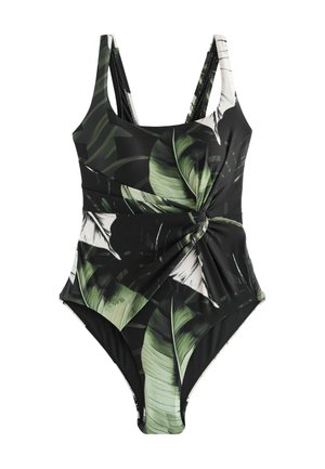 PETITE FIT - Badeanzug - black green leaf
