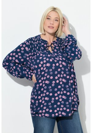 SMOK PUNKTE A-LINIE TUNIKA-AUSSCHNITT LANGARM - Bluse - ink blue