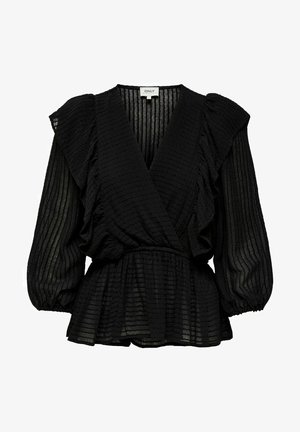 OBERTEIL WICKEL RÜSCHEN - Camicetta - black