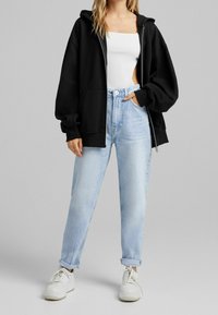 Bershka Felpa con zip - black