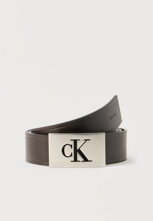 MONO PLAQUE - Belt - dark brown/pewter