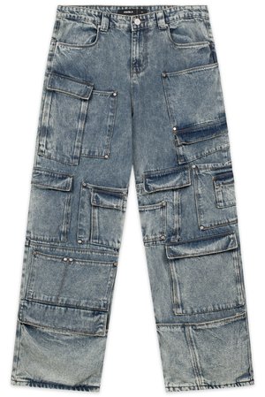 FAVELA MULTIPOCKET UNISEX - Laisvi džinsai - blue washed