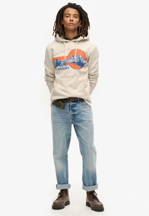 Superdry & Co OUTDOOR GRAPHIC STRIPE - Jersey con capucha - oatmeal grey marl